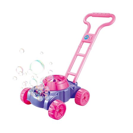 Rosa og Lilla Gressklipper for Småbarn | Elektronisk Boblemaskin | Bobleblåsende Skyveleker for Barn | Væske Inkludert | Jul 118ml A