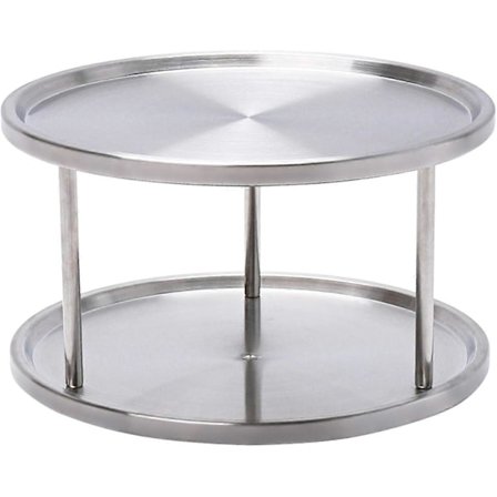 Krydderihylde i rustfrit stål, Lazy Susan drejeskive, 2-lags 360-graders roterende Lazy Susan skabsarrangør, 10 tommer