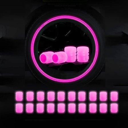 Nye 20 stk. Dækventilhætter til Bil, Universelle Fluorescerende Ventilhætter, Lysende Dækventildæksler, Generelt Formål til Bil, Motorcykel, SUV og 