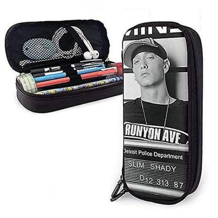 Eminem Arrest Slim Shady Mugshot Logo Lær Penal Pennveske Skoleveske Kontor Bærbar Oppbevaringsboks Kosmetikkveske Mappe bd001003 FARGE{AZC} FARGE