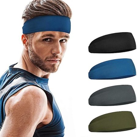 Hodebånd for menn (4-pakning), fuktighetsabsorberende treningshodeband, hodebånd for løping, sykling, fotball, yoga, kvinner og menn