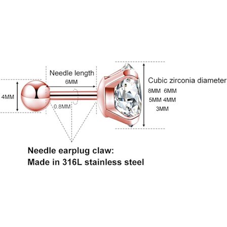 Hypoallergena Cubic Zirconia örhängen för kvinnor Män Flickor Statement Brosk Mode Kirurgiskt stål Spiralörhängen 5 par, roséguld