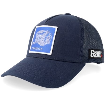 Gearshift - Blå trucker Caps - Straight Six Engine Blueprint Patch Navy A-frame Trucker @ Hatstore