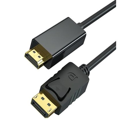 DisplayPort til HDMI 6 fod forgyldt kabel, Avacon Display Port til HDMI-adapter han til han sort