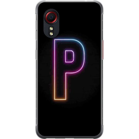 Yhteensopiva Puhelinkuori Samsung Samsung Galaxy Xcover 5 Minimaalinen neonkirjain P värin asteittaisella muutoksella ja valotehosteella mustaa taust