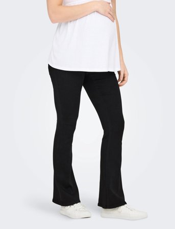 Only Maternity Olmrain Life Reg Push Up Flared Noos - Black - XXL x 32