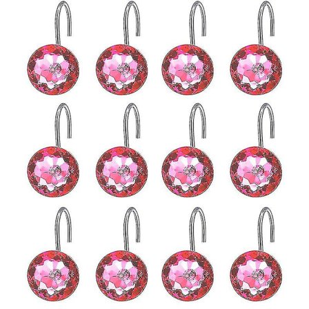 12 stk./sæt Gardin Kroge Dekorative Nemme at Betjene Rustfrit Stål Vandtæt Rhinestone Gardin Hanger Husholdningsartikler