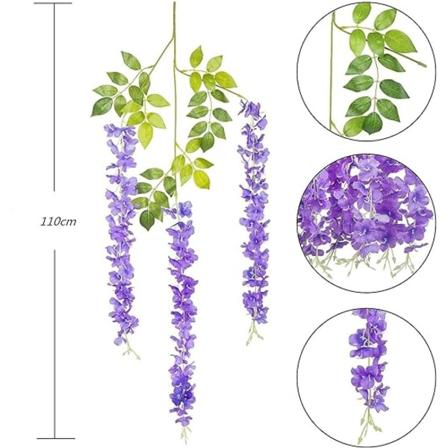 12 Lila Konstgjorda Rankor - Lila Blommor - Simulerad Wisteria