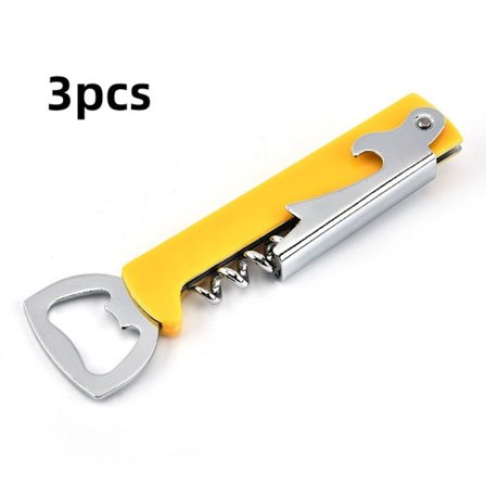 3 stk 3 i 1 Korketrekker Flaskeåpner GUL