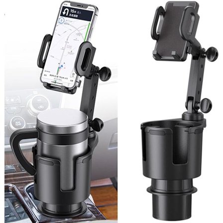 Svart - 1 stk. bilkoppholder, 360° justerbar base, bilkopp