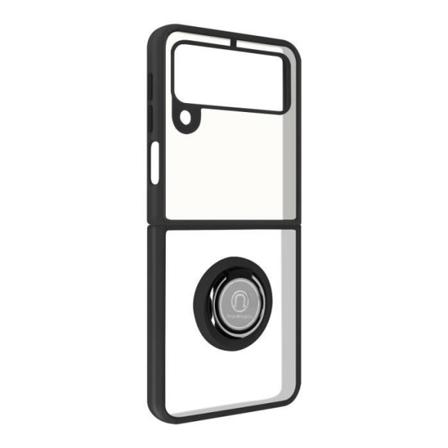 Cover til Samsung Galaxy Z Flip 3 Bi-materiale Metal Ring Video Support Sort