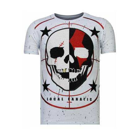 Local Fanatic God Of War Rhinestone - T-shirt - 13-6231W vit, Herr, Herr, Storlek: M