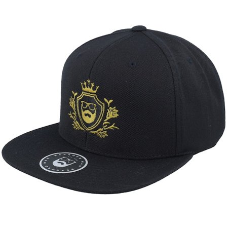 Bearded Man - Golden Crest Black/Gold Snapback Snapback Black Cap - @ Hatstore