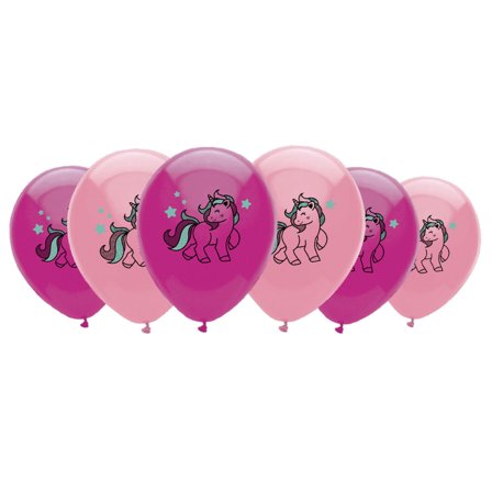 Rosa Latexballonger Enhörning 6-pack