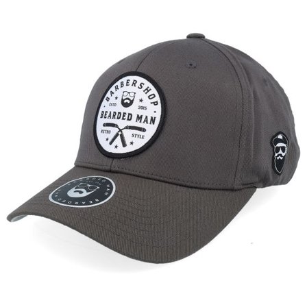 Bearded Man - Grå flexfit Keps - Barber Shop Retro Style Wooly Combed Dark Grey Adjustable @ Hatstore