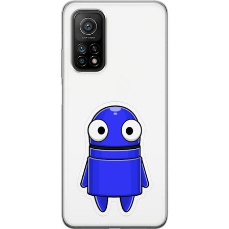 Kompatibelt Mobildeksel til Xiaomi Xiaomi Mi 10T 5G Blå tegnet figur med store øyne og et vennlig uttrykk i minimalistisk design