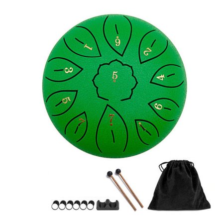 TG Tungetromme, Stål Tungetromme 11 Toner 6 Tommer, Ståltrumme Grønn