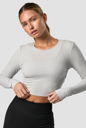 Recharge Cropped Long Sleeve Wmn Light Grey