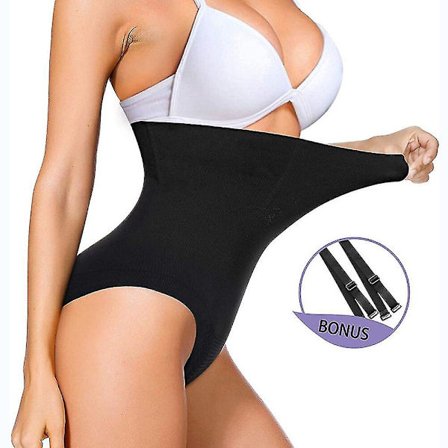 Hög midja Body Shapewear Body Suit Strings Waist trainer Slimming Slida Kvinna Platt mage Reduktiv gördel Formande Underkläder, svart