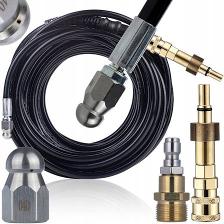 HydroJet Pro 20M Avloppslange M22 + Adapter 1/4" – 3+1 Dyse | 200 Bar | Kompatibel med Bosch, Makita, Stanley