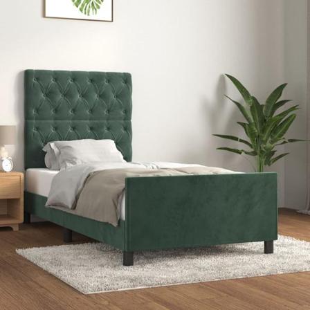Vidaxl Sängram Med Huvudgavel Mörkgrön 80x200 Cm Sammet Grön
