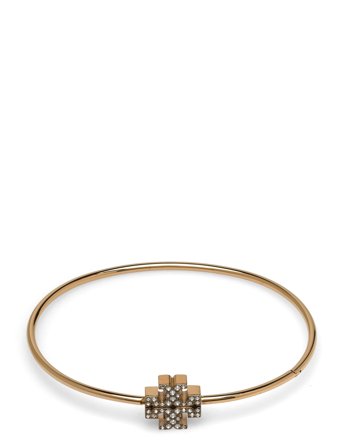 Tory Burch Eleanor Pave Hinged Cuff - Gold - M