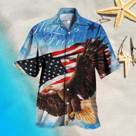 Män Independence Day T-shirt Lapel Neck Tee