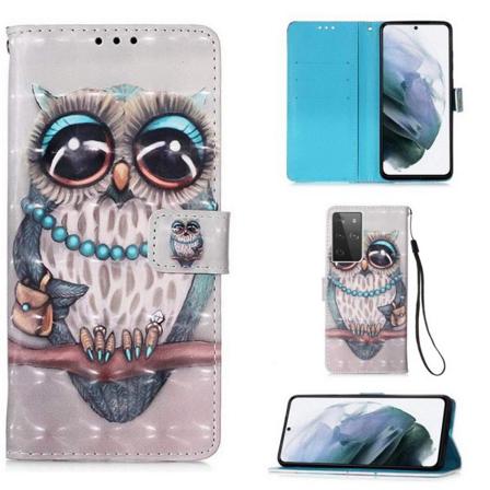 Plånboksfodral Samsung Galaxy S21 Ultra – Utsmyckad Uggla