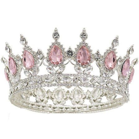 Födelsedag Tiara Crown Topper, Vacker Rosa Kristall Metallkrona