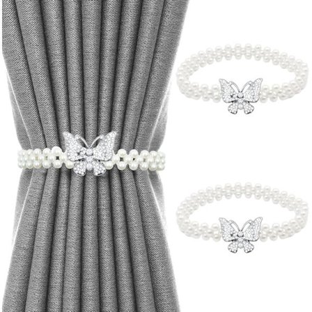 Gardinbinding, Sommerfugl gardinclips, Perle gardinclips til hjemmet/kontoret/stuen/gardindekoration 2 stk.