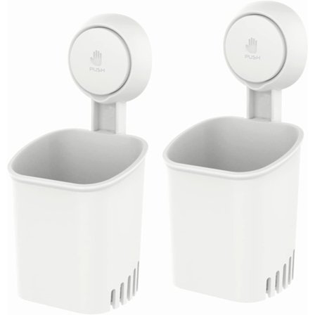 Kraftig Sugekop Tandbørsteholder, Aftagelig Borefri Væg Dusholder til Tandbørste, Tandpasta, Barbermaskine, Selvdrænende Sugekop i Brusebad, Ki