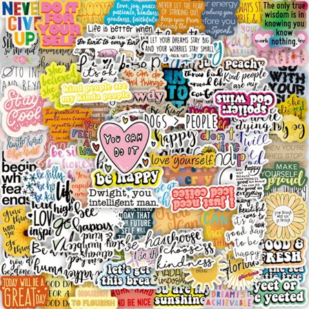 100 stk Motiverende Klistremerker - Positive Bekreftelses Sitater for Vannflasker, Dagbøker, Bærbare Datamaskiner og Mer!