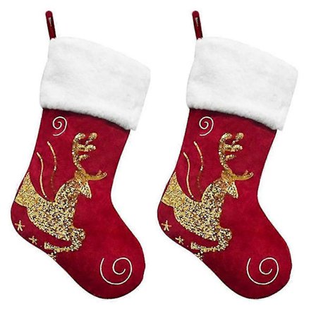 Julestrømper Gavepose Snefnug Elg Flanell Broderede Julestrømper Julegave