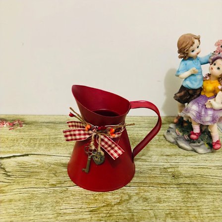 Vintage Blomvas Red Vattningkanna Rustik Lanthus Dekoration Me