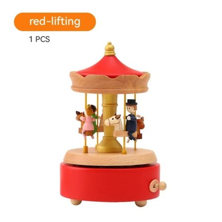 Træ karrusel musik kasse roterende optræk bøg musical kasser legetøj v