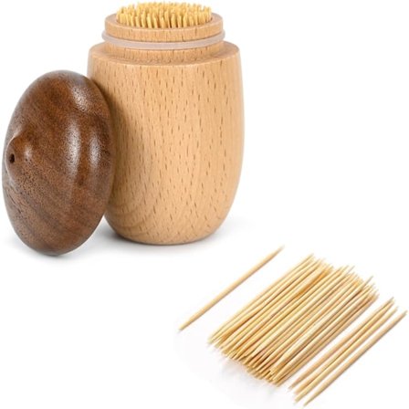 Træ Tandstikholder Tandstik Dispenser Beholder Æske med Egern Mønster