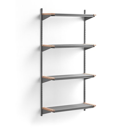 Wandgarderobenschrank JEPPE mit 4 Schuhböden, Grundelement, 1790x900x310 mm, Alu/Birke