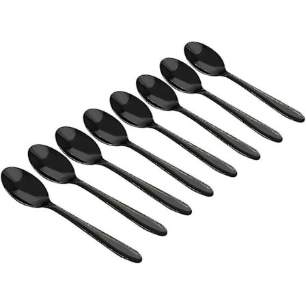 8-delt sort rustfrit stål ske, blank finish, 5-tommer OIY