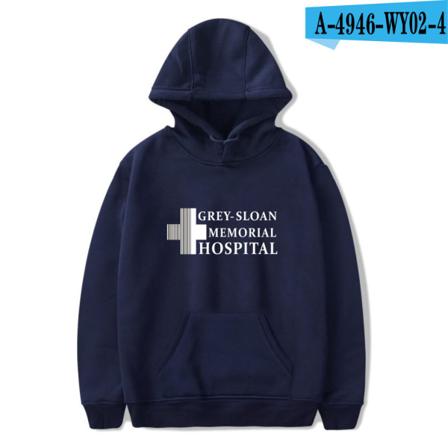 Grey's Anatomy American Drama Intern Hoodie Pullover Grafiskt print Luvtröjor Navy C XL