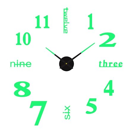 Moderna 3D-väggklockklistermärken med självlysande siffror - Perfekt för badrum och hotell