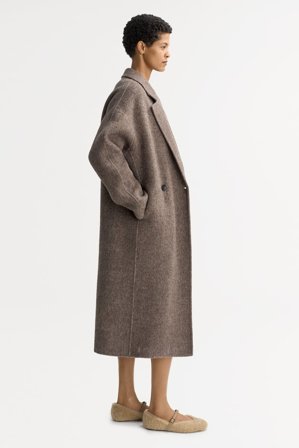 Soft Goat - Herringbone coat - L - Brown