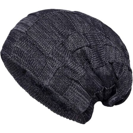 Strikket hue til mænd Chalier Winter Beanie Varmt hue med sort