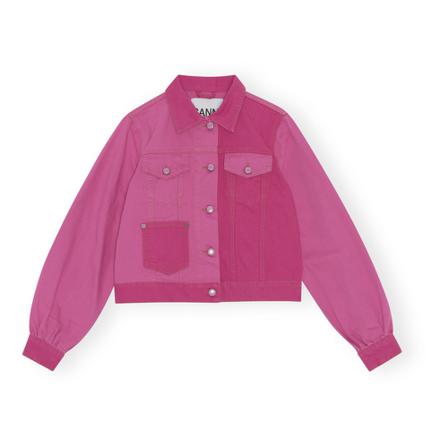 Ganni Overdyed Cutline Trucker Jakke Pink, Dame, Størrelse: S