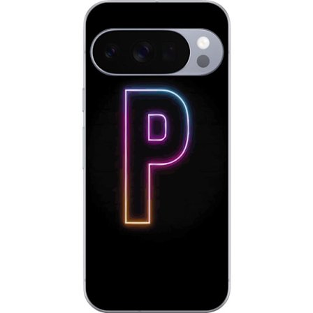 Yhteensopiva Puhelinkuori Google Google Pixel 10 Pro Minimaalinen neonkirjain P värin asteittaisella muutoksella ja valotehosteella mustaa taustaa va