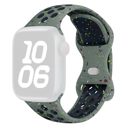 KALEBOL Color Dots silikonrem Apple Watch Series 10 42mm Butterfly Buckle Band - Militærgrønn