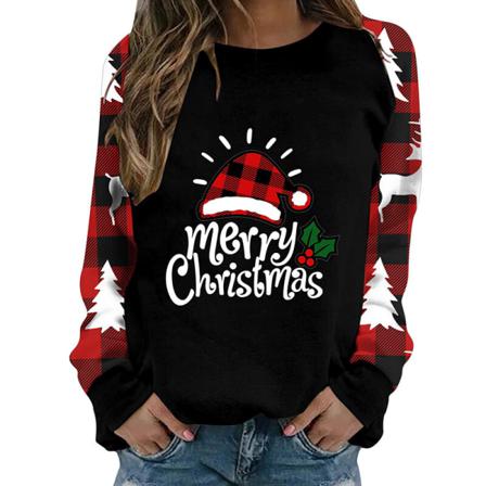 Printed Tröja För Kvinnor Med Brevtryckt Jultröja