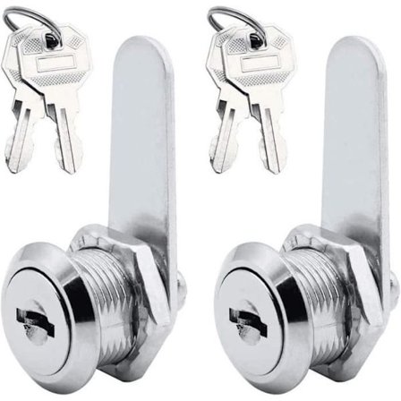 2-delt skapdørlås, kamlås sylinder med 4 nøkler for postkasse, skuff, skap