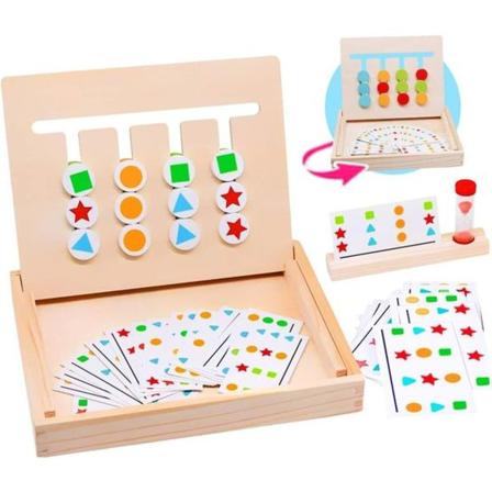 Montessori-lelu, puinen pulmapeli, lajittelulaatikko, lasten oppimispeli, jossa on tiimalasipeli,