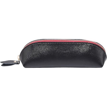 Nahkainen kynäkotelo vetoketjulla, monitoiminen toimisto- ja koulukirjatarvikekotelo, musta, 1 kpl