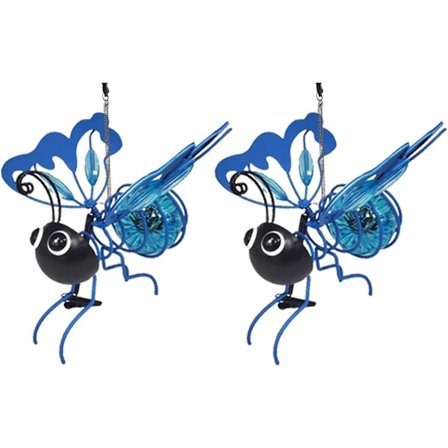 2-pak Solcelle Bi-lys Udendørs, Solcelledrevet Hængende Bi-lys Haveudstilling Dekoration, Vandtæt Bi-simuleringslys til Haven